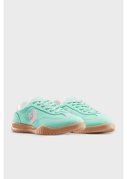 Logolu Hakiki Deri ve Süet Detaylı Sneaker Ayakkabı Bayan Ayakkabı A15090C 391