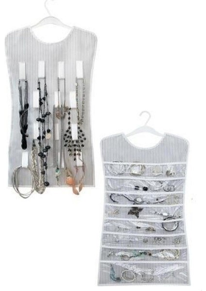 Elbiseli Takı Organizer, Çizgili Siyah, Iki Taraflı Mücevher ve Takı Düzenleyici fiyatları