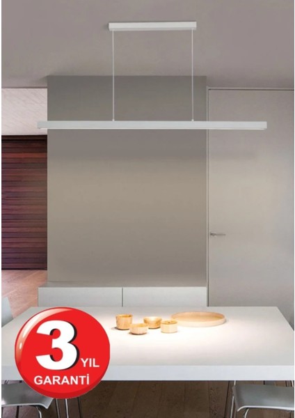 Lineer Sıcak Beyaz Işık 4000K 150CM Beyaz Kasa Ledli Sarkıt Modern Led, Salon, Mutfak, Masa Üstü Avize indirimleri