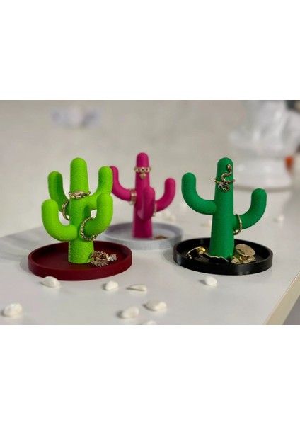 Kaktüs Tasarımlı Takı Düzenleyici, 3'lü Set, Şık ve Kullanışlı Aksesuar Organizatörü