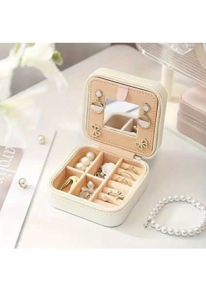 Şık ve Taşınabilir Aynalı Takı Düzenleyici Kutu, Pembe Renk Seçeneği ile Kullanışlı modelleri