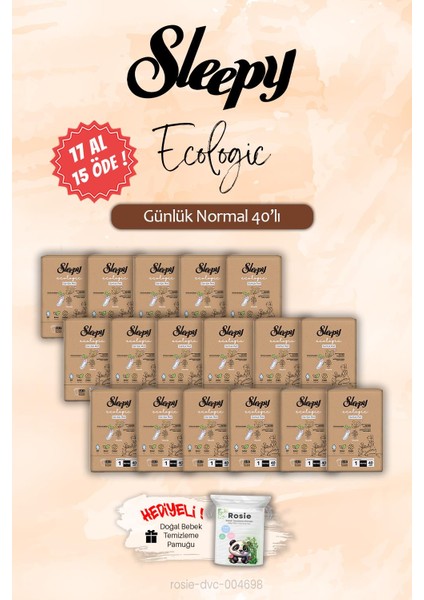 17 Al 15 Öde Normal 40'lı Ecologic Günlük Ped, Rosie Hediye