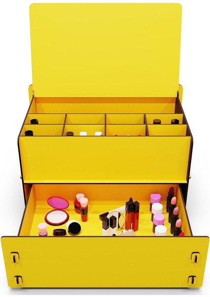 10 Gözlü Ahşap Takı ve Makyaj Düzenleyici, Çekmeceli Masası Organizeri modelleri