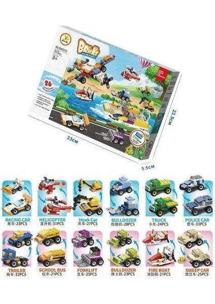 Oyuncak Sök Tak 12IN1 Taşıtlar Iş Makineleri 315 Parça indirimleri