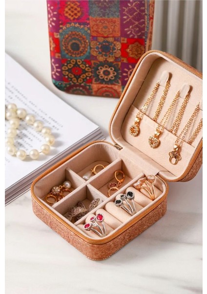 Çiçekli Seyahat Takı Kutusu, Küpe, Yüzük, Mücevher Düzenleyici fiyatları