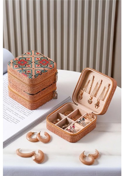Çiçekli Seyahat Takı Kutusu, Küpe, Yüzük, Mücevher Düzenleyici modelleri