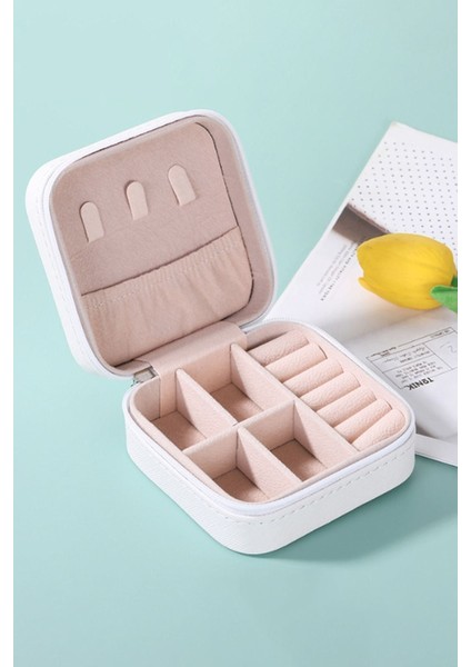 Şık Beyaz Deri Seyahat Takı Kutusu, Hafif ve Pratik Organizatör modelleri