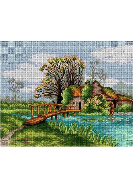Baskılı Goblen Değirmen ve Nehir 2327 40*50 cm