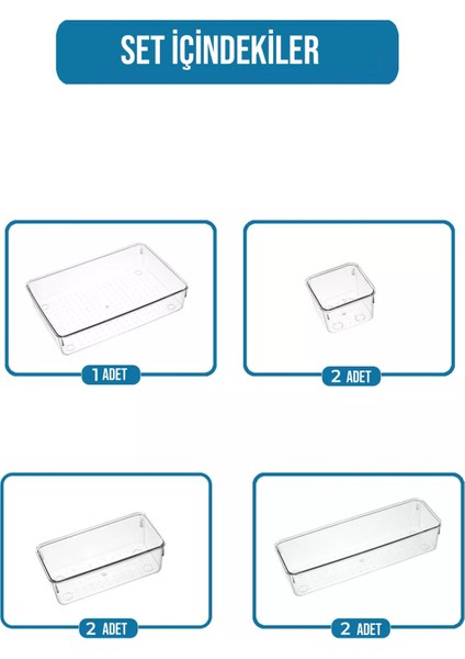 7 Parça Modüler Makyaj ve Takı Organizeri, Şeffaf Çekmece Içi Düzenleyici fiyatları