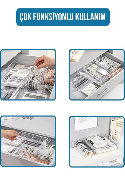 7 Parça Modüler Makyaj ve Takı Organizeri, Şeffaf Çekmece Içi Düzenleyici