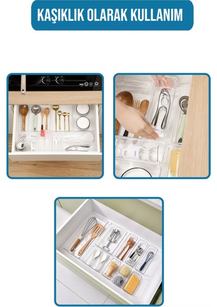 7 Parça Modüler Makyaj ve Takı Organizeri, Şeffaf Çekmece Içi Düzenleyici