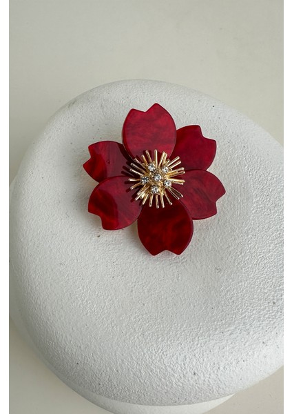 Altın Rengi Akrilik Şeftali Çiçeği Broş (5cm) modelleri