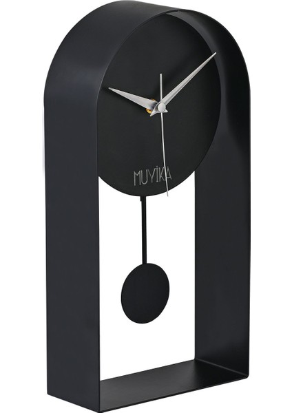 Sarkaçlı Metal Masa Saati, Siyah, Sessiz, Modern Tasarım, 32X16CM fiyatları