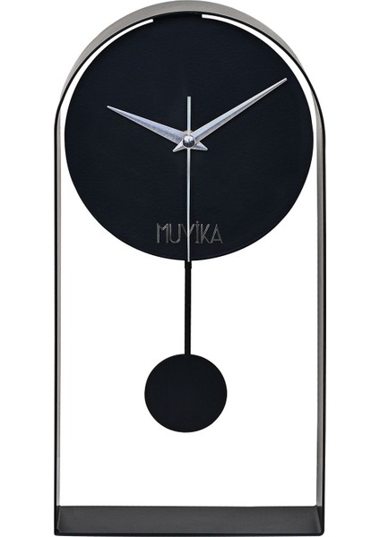 Sarkaçlı Metal Masa Saati, Siyah, Sessiz, Modern Tasarım, 32X16CM modelleri