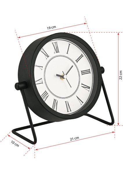 Şık Metal Masa Saati, Siyah, 21X22CM, Modern ve Zarif Tasarım
