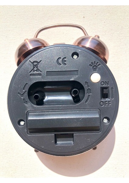 Fosforlu Işıklı Metal Çift Çanlı Masa Saati, 8 cm Çap