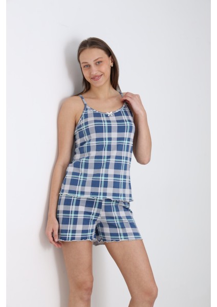 Kadın Ip Askılı Şortlu Yazlık Pijama Takımı