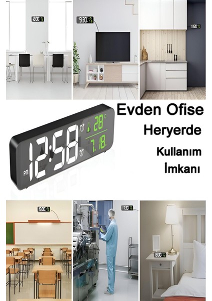 Hd LED ile Şık Aynalı Dijital Masa Saati, Sıcaklık ve Tarih Göstergeli Siyah Tasarım fırsatları