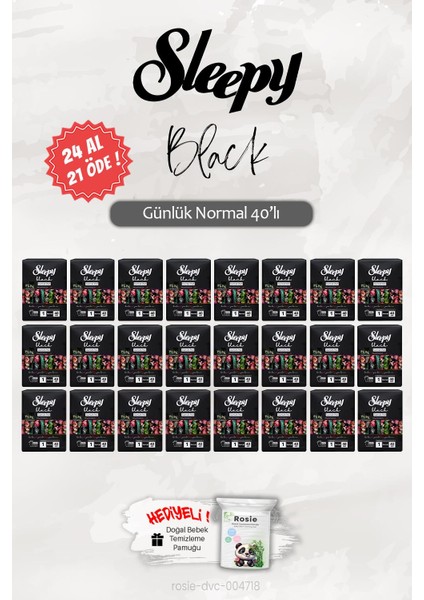 24 Al 21 Öde Normal 40'lı Black Günlük Ped, Rosie Hediye