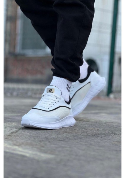 Litae TREND062 Beyaz Siyah Triko Erkek Spor Ayakkabı