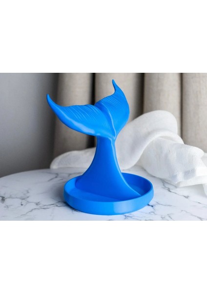 Mavi Balina Kuyruğu Tasarımlı Çok Bölmeli Takı Düzenleyici, 14.5X15 cm