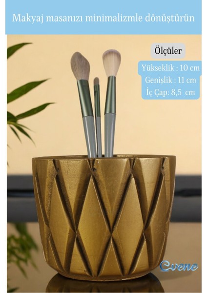 Altın Eskitme Makyaj Organizeri ve Fırçalığı, Şık ve Düzenli Kullanım Için fiyatları