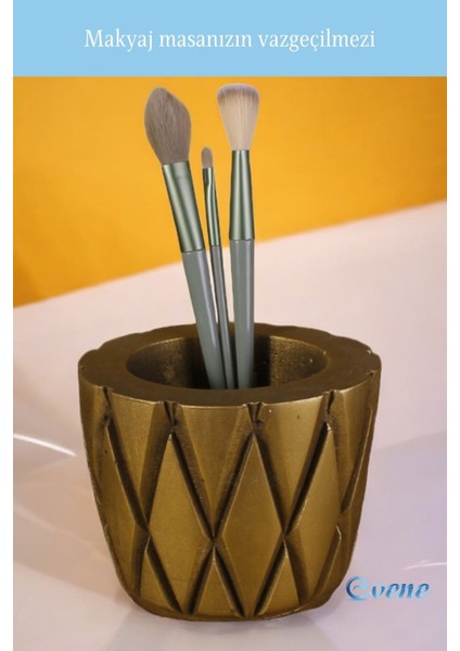 Altın Eskitme Makyaj Organizeri ve Fırçalığı, Şık ve Düzenli Kullanım Için indirimleri