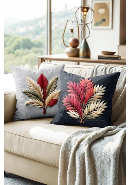 Punch Işlemeli 2’li Dekoratif Kırlent Seti – 40X40 cm | Polyester Kılıf & %100 Pamuk Dolgu