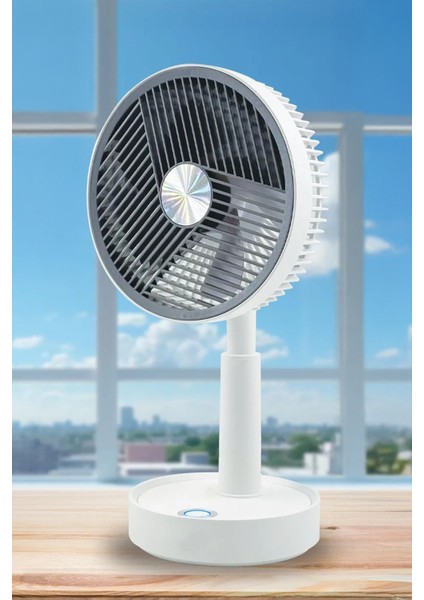 USB Şarjlı Masa Üstü Vantilatör – 3 Kademeli Mini Sessiz Fan (Yükseklik Ayarlı) 13CM