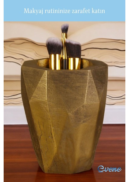 Altın Eskitme Makyaj Organizeri ve Fırçalığı, Şık ve Fonksiyonel Düzenleyici modelleri