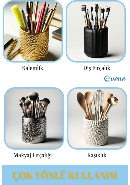 Altın Eskitme Makyaj Organizeri ve Fırçalığı, Şık ve Fonksiyonel Düzenleyici