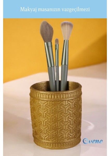 Altın Renkli Makyaj Düzenleyici ve Fırçalığı, Şık ve Fonksiyonel Tasarım indirimleri