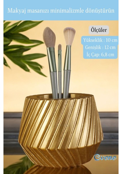 Altın Renkli Makyaj Organizeri, Fırça ve Ürün Düzenleyici, Şık ve Kullanışlı Tasarım