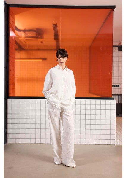 Beli Lastikli Istanbul Cepli Geniş Paça Çizgili Kadın Pantolon fiyatları