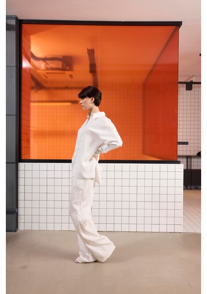 Beli Lastikli Istanbul Cepli Geniş Paça Çizgili Kadın Pantolon modelleri