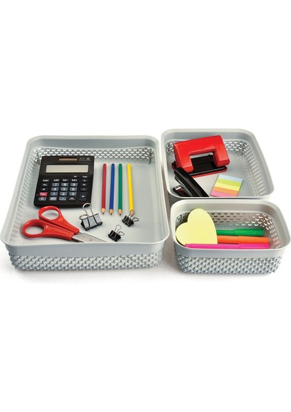 Damla Desenli 3'lü Çok Amaçlı Düzenleyici Sepet Seti, Şık ve Kullanışlı Mükemmel Seçim