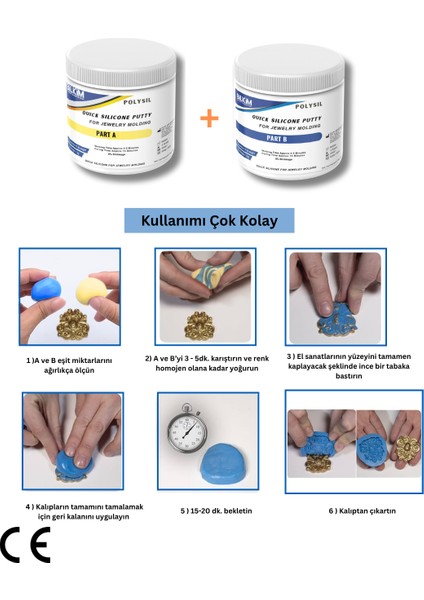 Mücevherat Içın Hızlı Putty Silikon- Kalıplı Sılıkon - Kalıp Macunu - 2* 250 gr