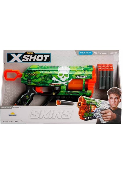 36561 X-Shot Skins Griefer 12 Mermili Sünger Dart Atan Silah 32 cm