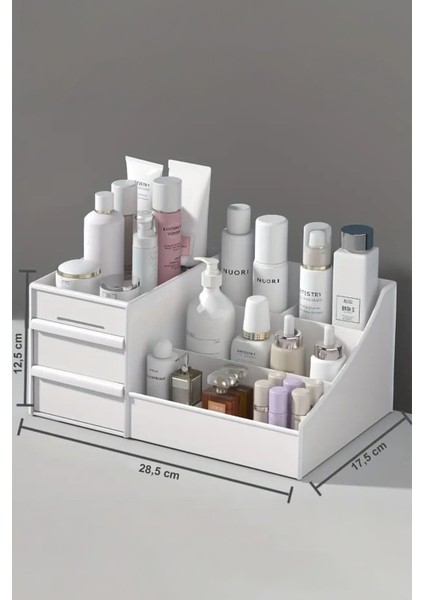 Şık 2'li Çok Amaçlı Beyaz Çekmeceli Organizer Kozmetik ve Takı Düzenleyici fırsatları