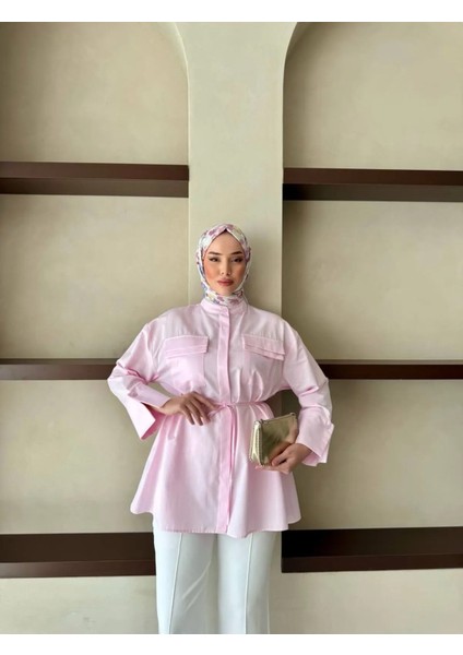 Saten Oversize Masal Tasarım Tesettür Gömlek