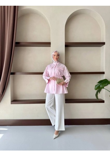 Saten Oversize Masal Tasarım Tesettür Gömlek