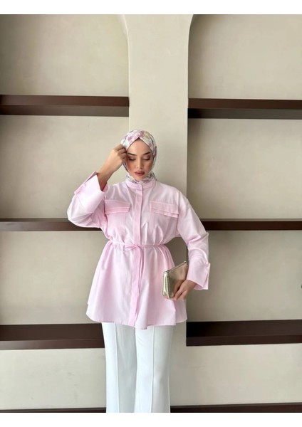 Saten Oversize Masal Tasarım Tesettür Gömlek