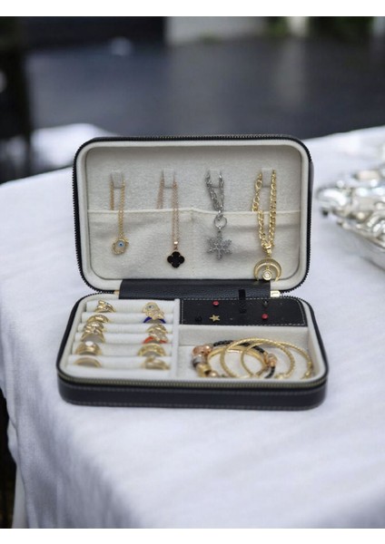 14X21 cm Büyük Ahşap Deri Takı Saklama Kutusu, Seyahat Için Şık ve Kullanışlı Ürün