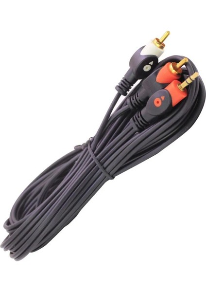 5 Metre Yüksek Kalite Stereo 3.5mm To 2 Rca Kablo Aux 5 1 Ses Sistemi - 5m Alltın Uç