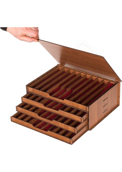 4 Katlı Ahşap Takı Kutusu, 40 Bölmeli, Koleksiyonluk ve Hediyelik Tasarım