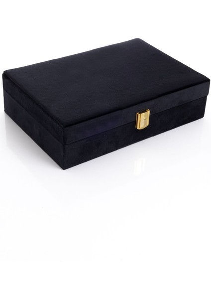 Şık Çok Bölmeli Siyah Kadife Takı Kutusu, Düzen ve Zarafet Sağlar. modelleri