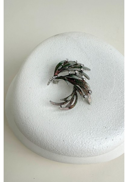 Taş Detaylı Renkli Tüy Broş (4cm) modelleri