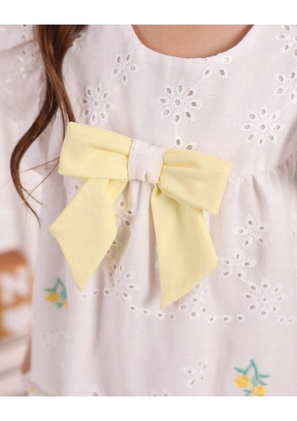 Kız Çocuk Brode Çiçek Nakışlı Elbise modelleri