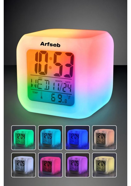 Renkli Rgb LED Dijital Saat, Sıcaklık ve Tarih Gösterge, Dekoratif Tasarım