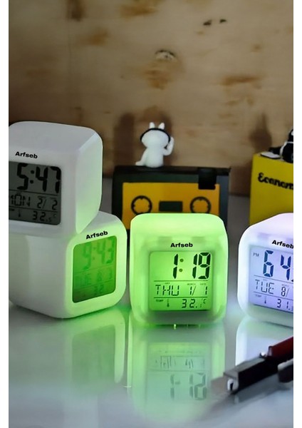 Renkli Rgb LED Dijital Saat, Sıcaklık ve Tarih Gösterge, Dekoratif Tasarım indirimleri